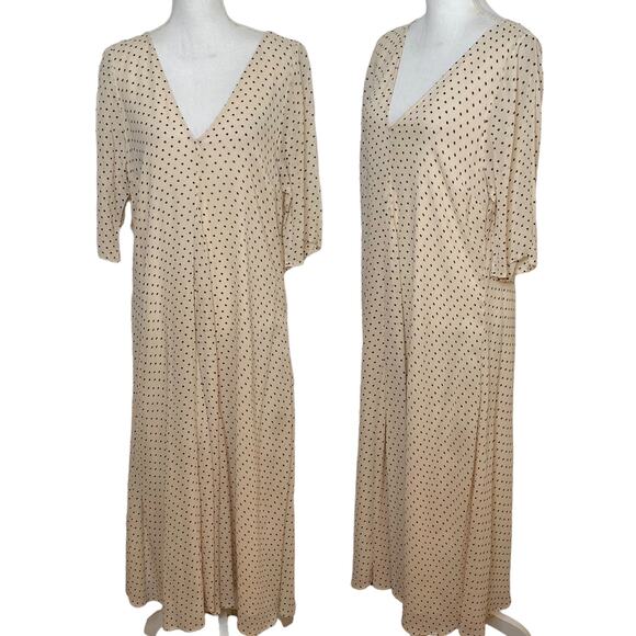 GANNI Maxi Dress Polka Dot V-neck Flowy Viscose Sustainable Size EU 40- US 10 - Picture 1 of 12